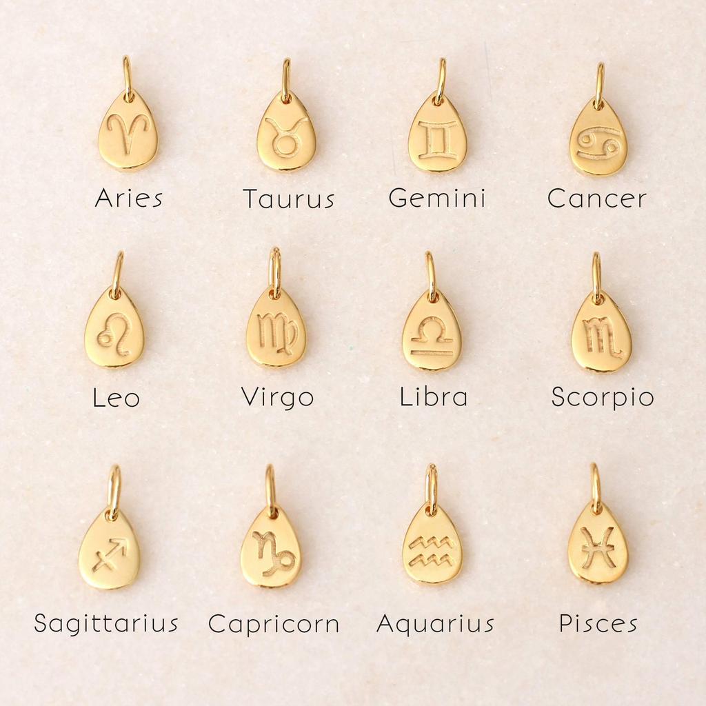 Titanium Steel Zodiac Birthstone Pendant Necklace with Cubic Zirconia