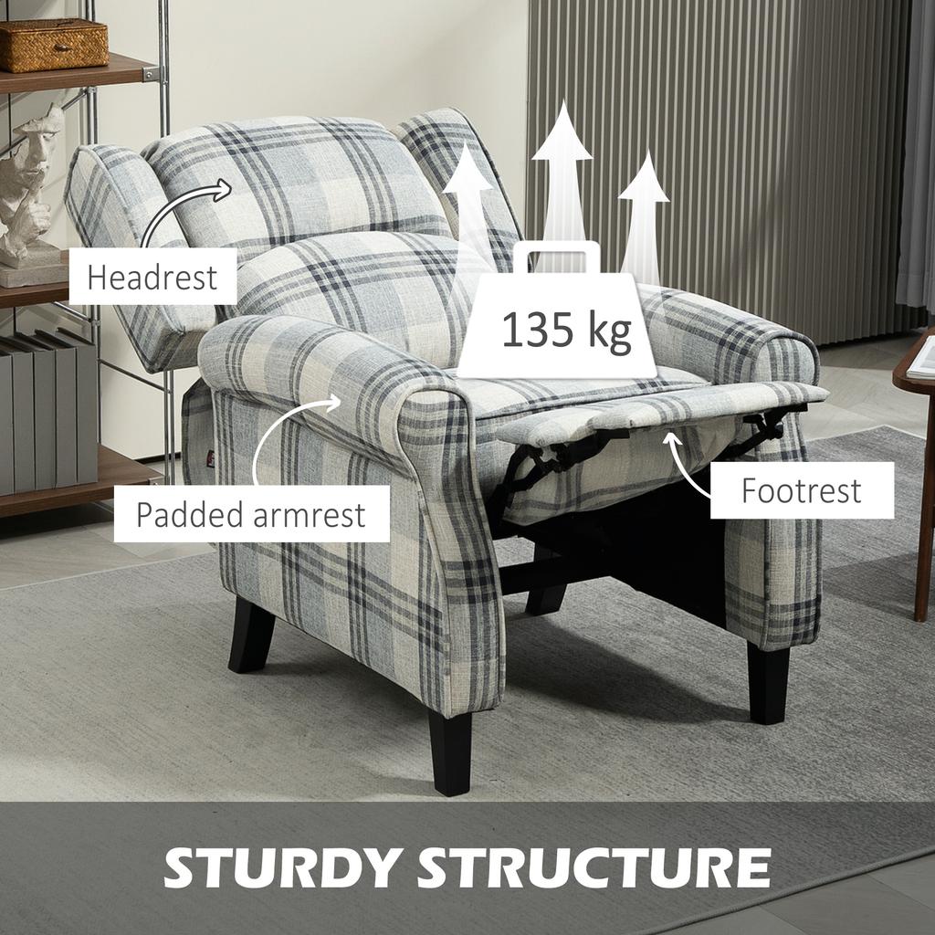 160 Degrees Reclining Armchair, with Footrest - Grey