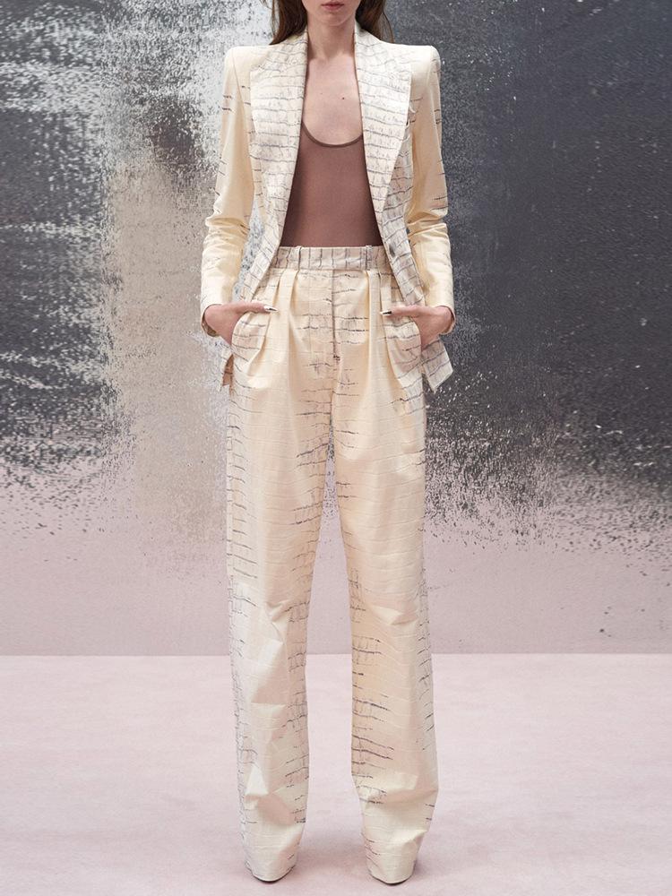 2025 New European & American Celebrity Fashion Crocodile Print Suit Set