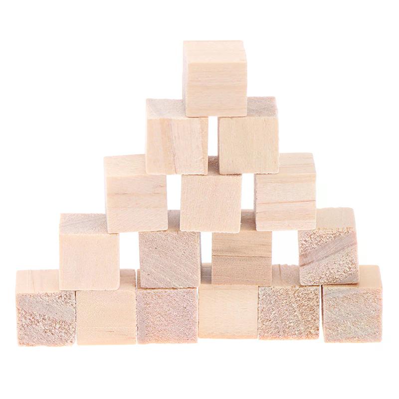 100pc Gift DIY Unfinished Blank Mini Wooden Square Solid Cubes Woodwork Craft Perfect Gift For Birthdays Holidays Christmas