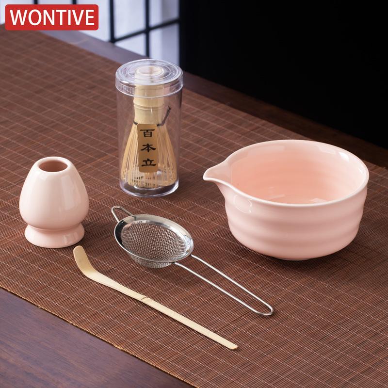 High-end 4-7pcs/set Japanese Ceramic Matcha Gift Box Matcha Tea Set With Whisk And Bowl Sumptuous Grinder Brush Tea Tools Hold