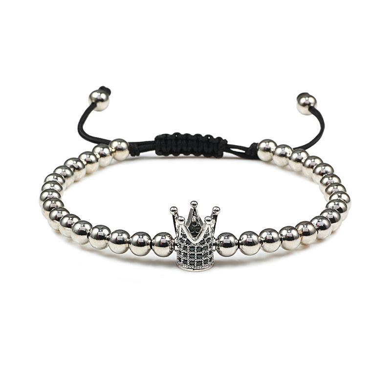 Charm Skull Head Copper Beads Bracelets Handmade Pave CZ Skeleton Crystal Adjustable Bracelet Punk Wrist Jewelry for Women Men