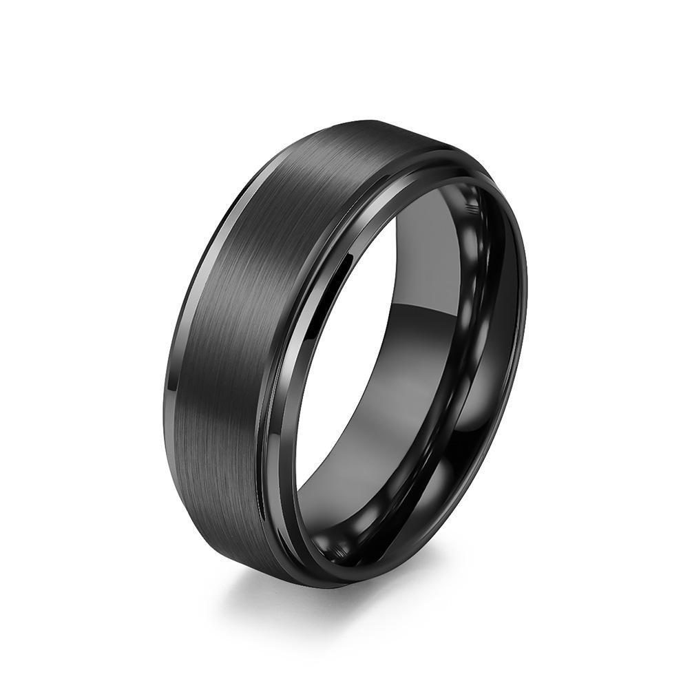 6810mm Brushed Tungsten Steel Plated Black Matte Ring for Men Simple Hard Alloy Dial Finger