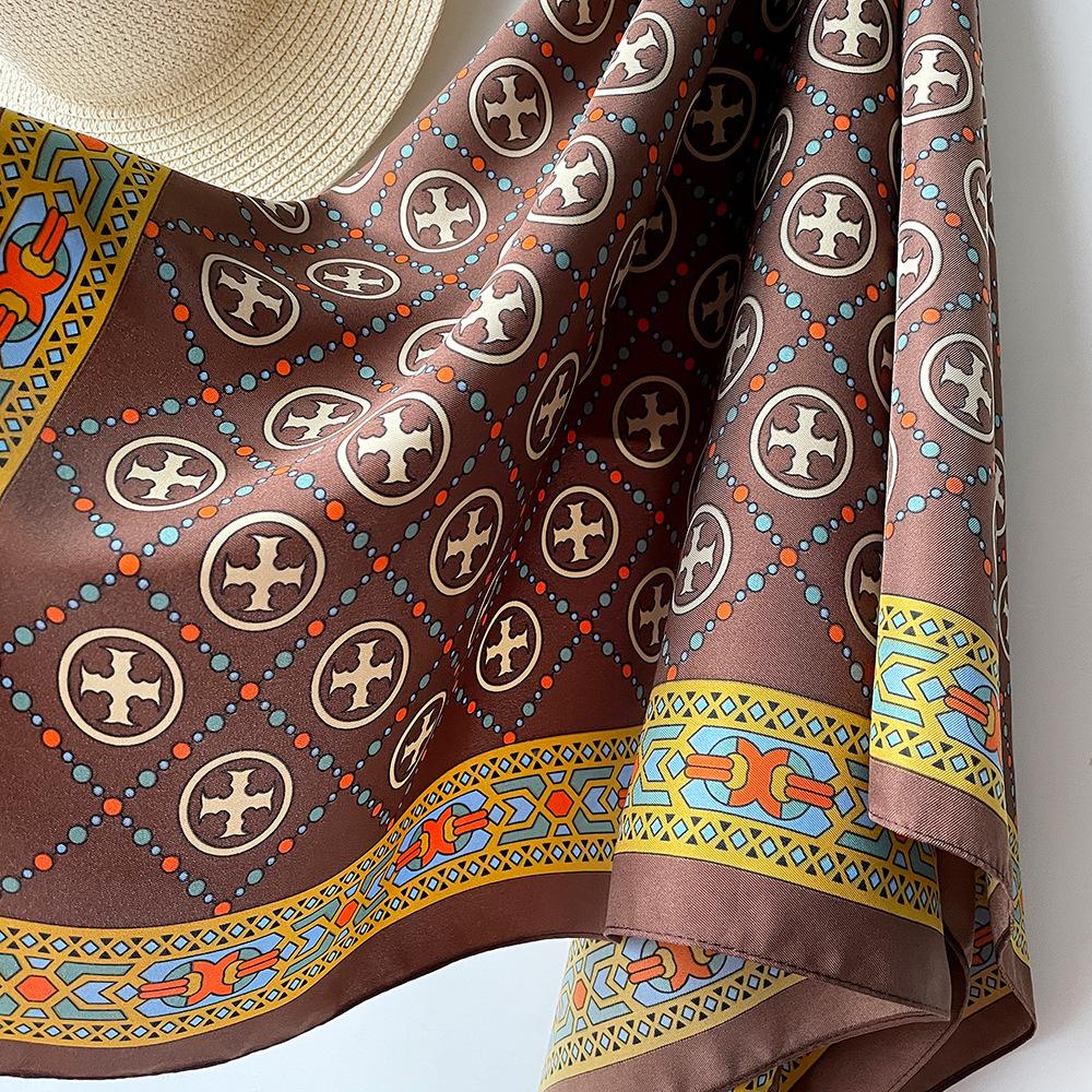 New European and American Big Scarf Scarf for Women  Versatile Classic Fashionable Twill Printed Sun Protection Commuter Scarf