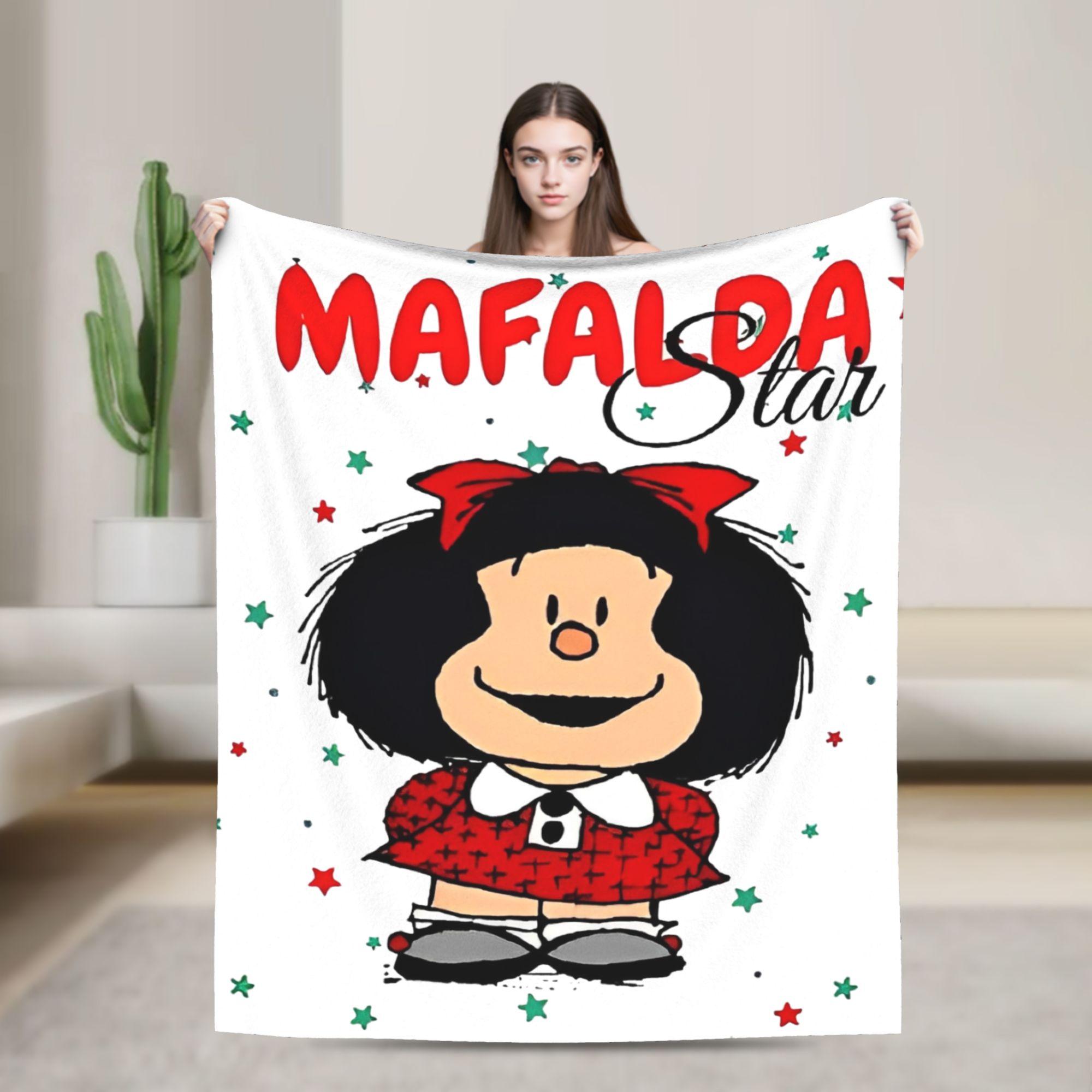 Kawaii Mafaldas Blankets Anime Cartoon Flannel Funny Soft Throw Blanket for Bedding Lounge Summer, 75X95CM