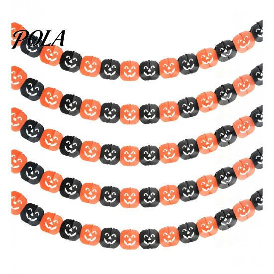 Decorative Holiday Cloth 5 Pcs 10FT Halloween Banner, Spooky Spider Bat Skull Ghost Themed Party Decorations Pumpkin Hanging Bunting Garland