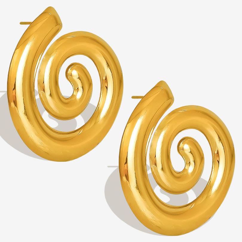 Real Gold Plated Ocean Animal Sea Star Conch Shell Metal Spiral Stainless Steel Ear Studs Earring For Women Men Jewelry Piercing