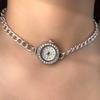 Fashion Y2k Watch Leather Pendant Titanium Steel Collar Female Personality Cyberpunk Choker Fashion Jewelry Gift