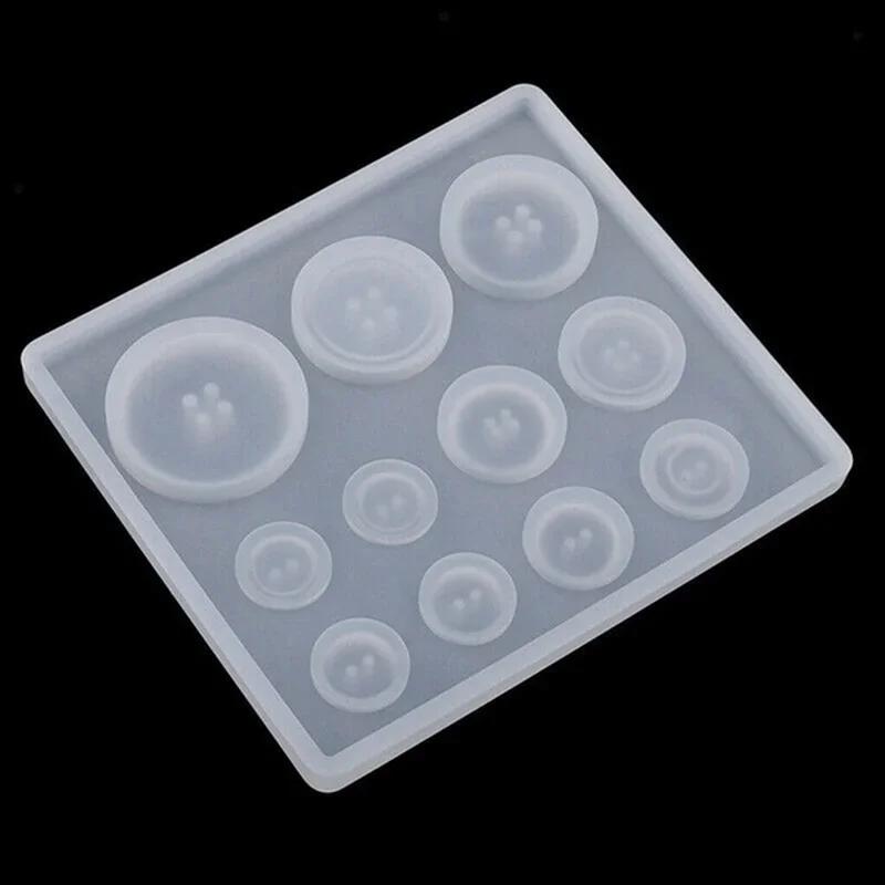 Button Shape Silicone Mold Resin DIY Button Handmade Mold with Hole Pendant Button Non-stick Art Mold Decor Cake Baking Tools