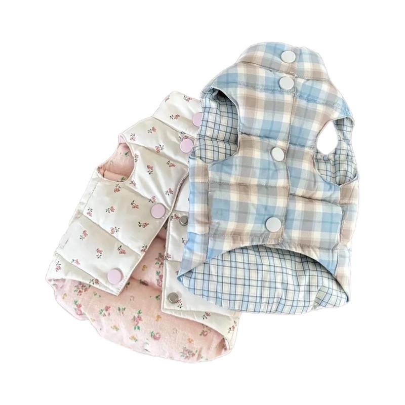 Pet Floral Vest Autumn Winter Pet Cotton Coat Thickened To Keep Warm Small Dog Maltese Bears Wear Vest Coats on Both Sides