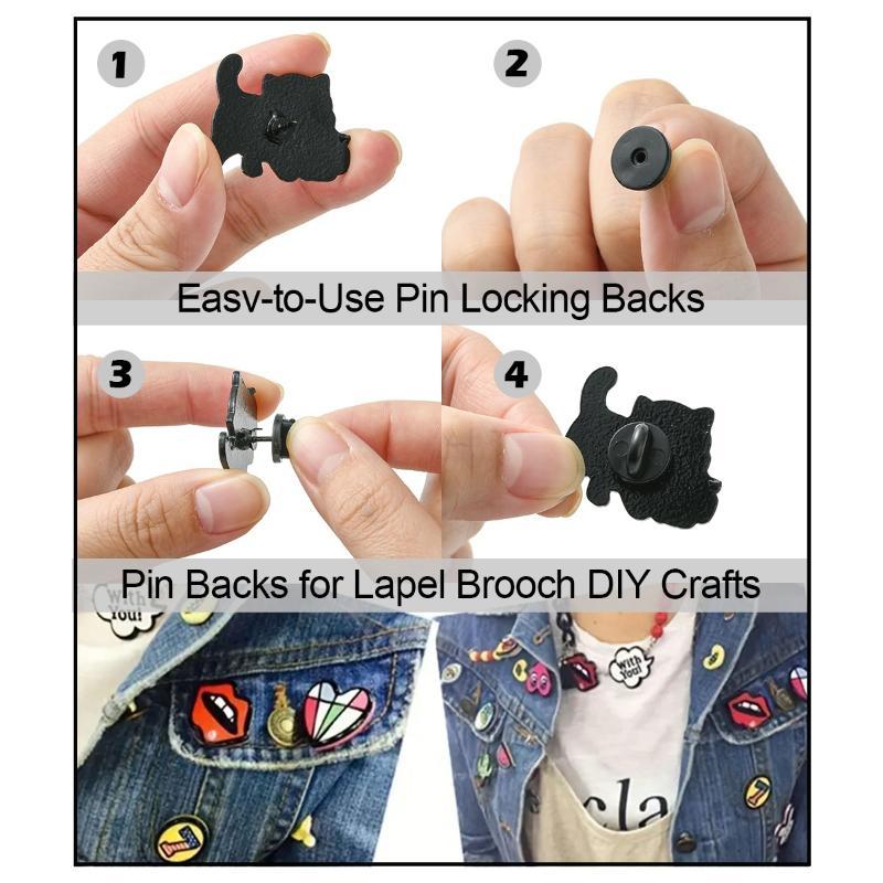 100 Piezas Traseras de Goma Negra para Pines de Solapa, Pasadores para Gemelos, Cierres para Insignias, Suministros y Accesorios para Hacer Joyería