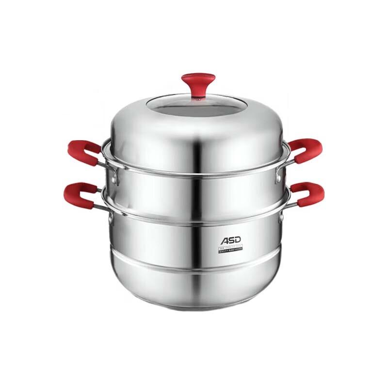 ASD Colorful 30CM Stainless Steel 2-Layer Steamer Pot