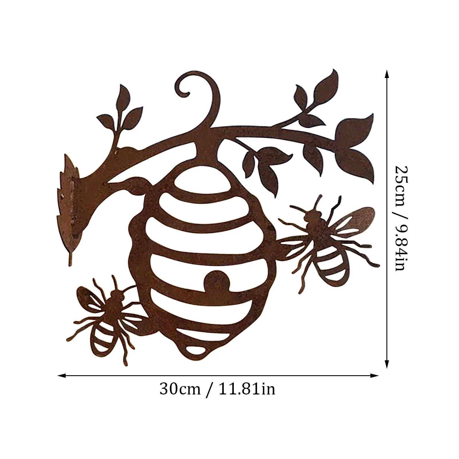 

2026 Beatiful Home Garden Decor Creative Design Metal Honeycomb Bee Pattern Art Pendant Outdoor Stake Fence Garden Craft
