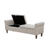 Modern Bench with 2 Lids, Velour Footstool with Rolled Armrests, As Daybed, Rubberwood Legs, for Living Room, Hallway, Bedroom, Color: Beige