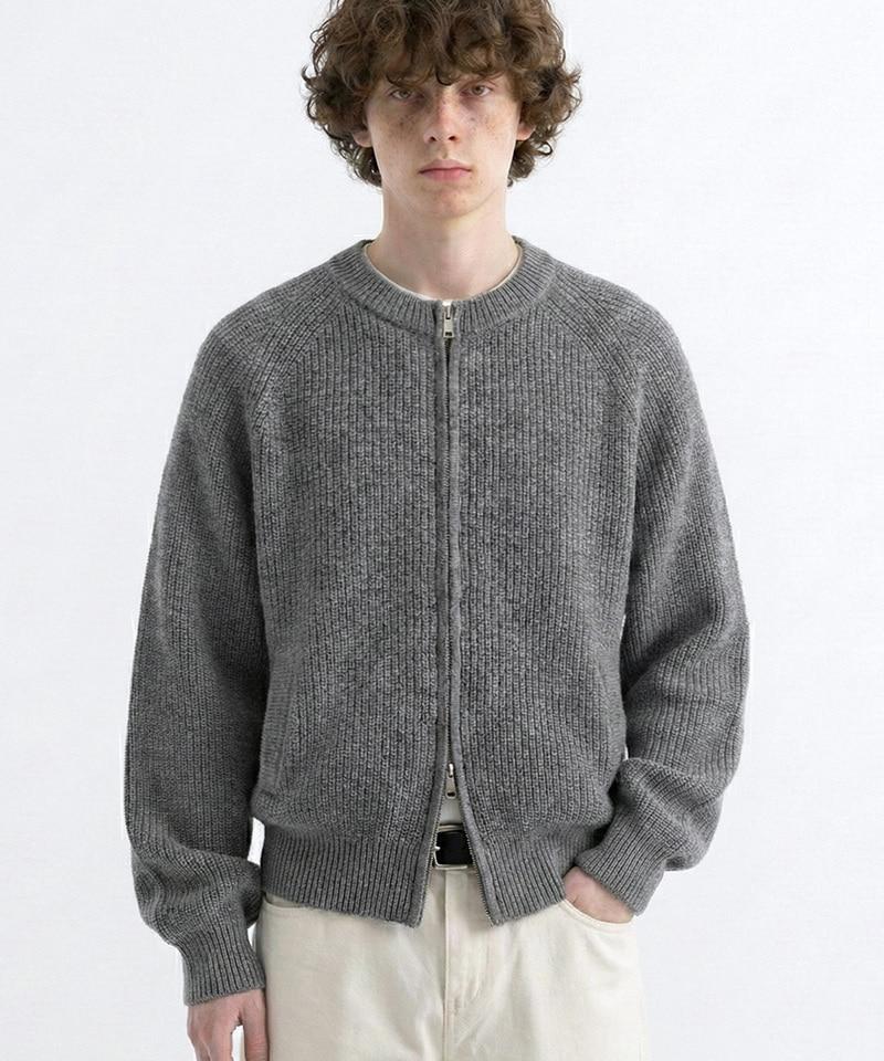 Underoff Crop Knit Zip-Up Cardigan Dark Red