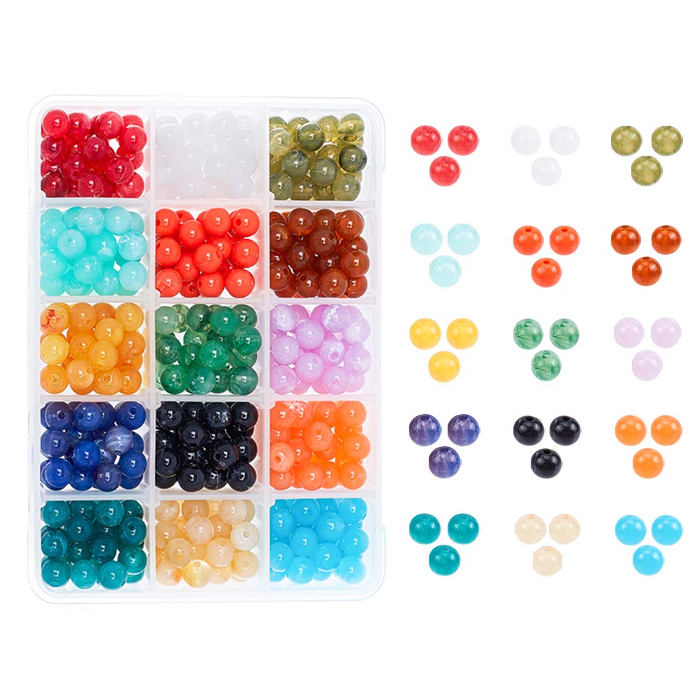 

PH PandaHall Примерно 450 15 цветов Акриловые бусины Круглые бусины диаметром 8 мм Круглые бусины Для имитации бижутерии Сделай сам Изделия ручной работы Изделия ручной работы Ювелирные изделия