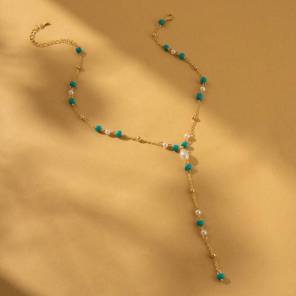 Elegant Retro Pearl Bead Pendant Necklace For Women Chic Street Style Jewelry