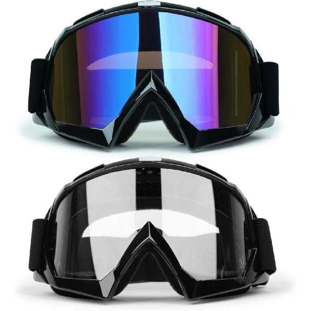 ATV Dirt Bike 2-Pack Motorcycle Motocross Goggles For Men Women MX Riding UTV Helmet Offroad Goggles, UV400 Anti-Scratch Fog Dustproof For Adults
