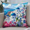 Santorini Landscape Pillow Case Short Plush Pillow Covers Sofa Decorative Gift Home Double-Sided Printing Cushion Cover