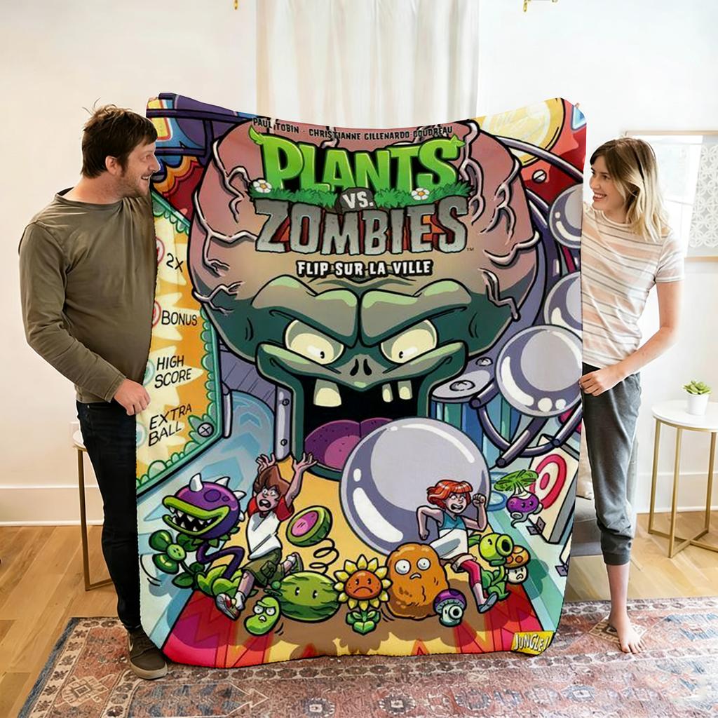 P-Plants Vs Z-Zombi Printed Fleece Throw Blanket Children Warm Soft Blankets for Sofa Bed Cover Blanket Travel Office Gift New