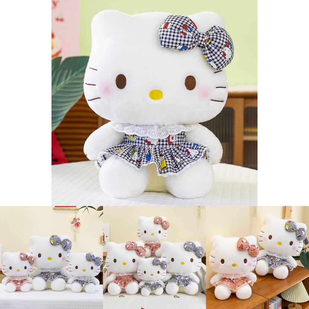 Adorable Kt Cat Plush Toy Soft Hello Kitty Doll Cute Bow Design For Collectors