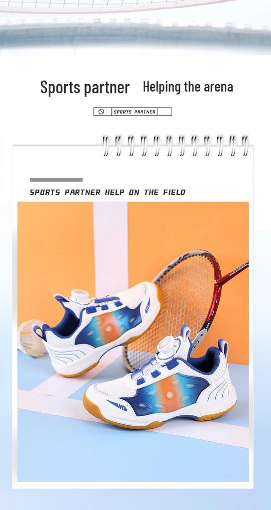 2025 Kids' Badminton Shoes for Boys & Girls – Competition Ready, Rotating Buckle, Double Mesh, Breathable Design