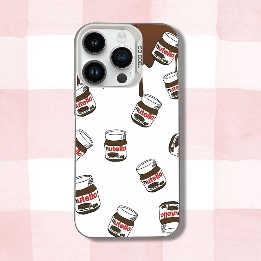 N-Nutellas C-Chocolate Art Phone Case For iPhone 16,15,14,13,12,11,Pro,XS,Max,Plus,Mini,SE White Candy Matte Shockproof Cover