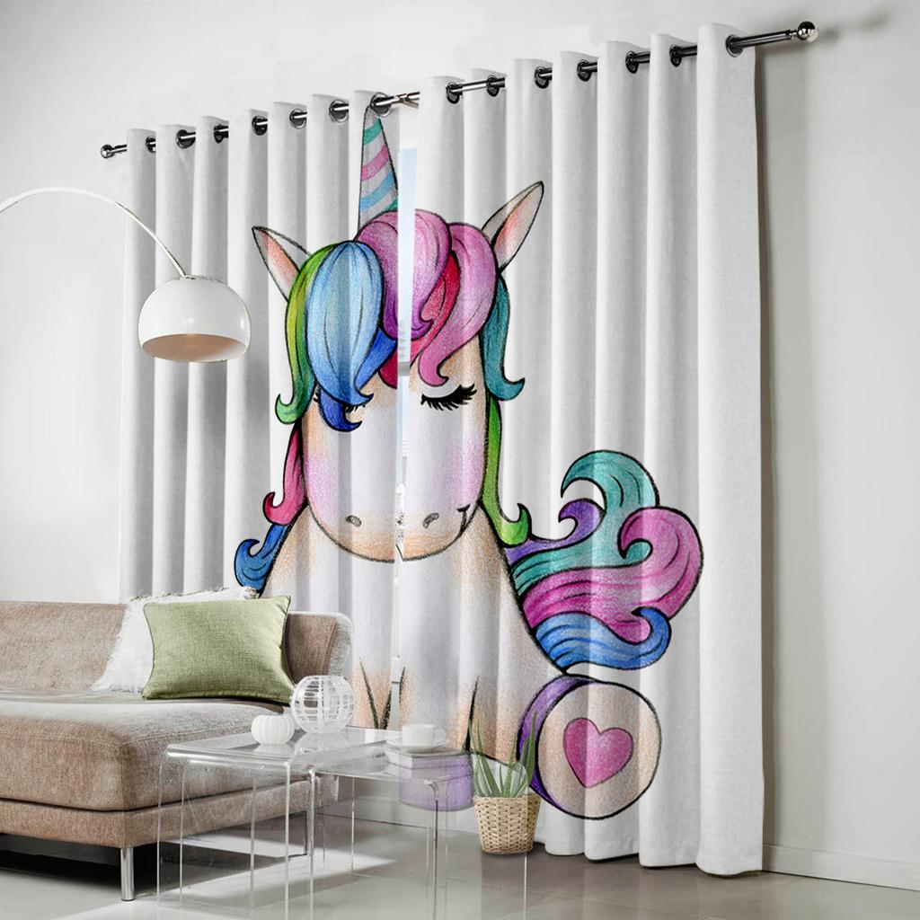 Cartoon Einhorn Niedliche Fenstervorhänge Vorhänge für Wohnzimmer Dekorative Artikel Wohnzimmer