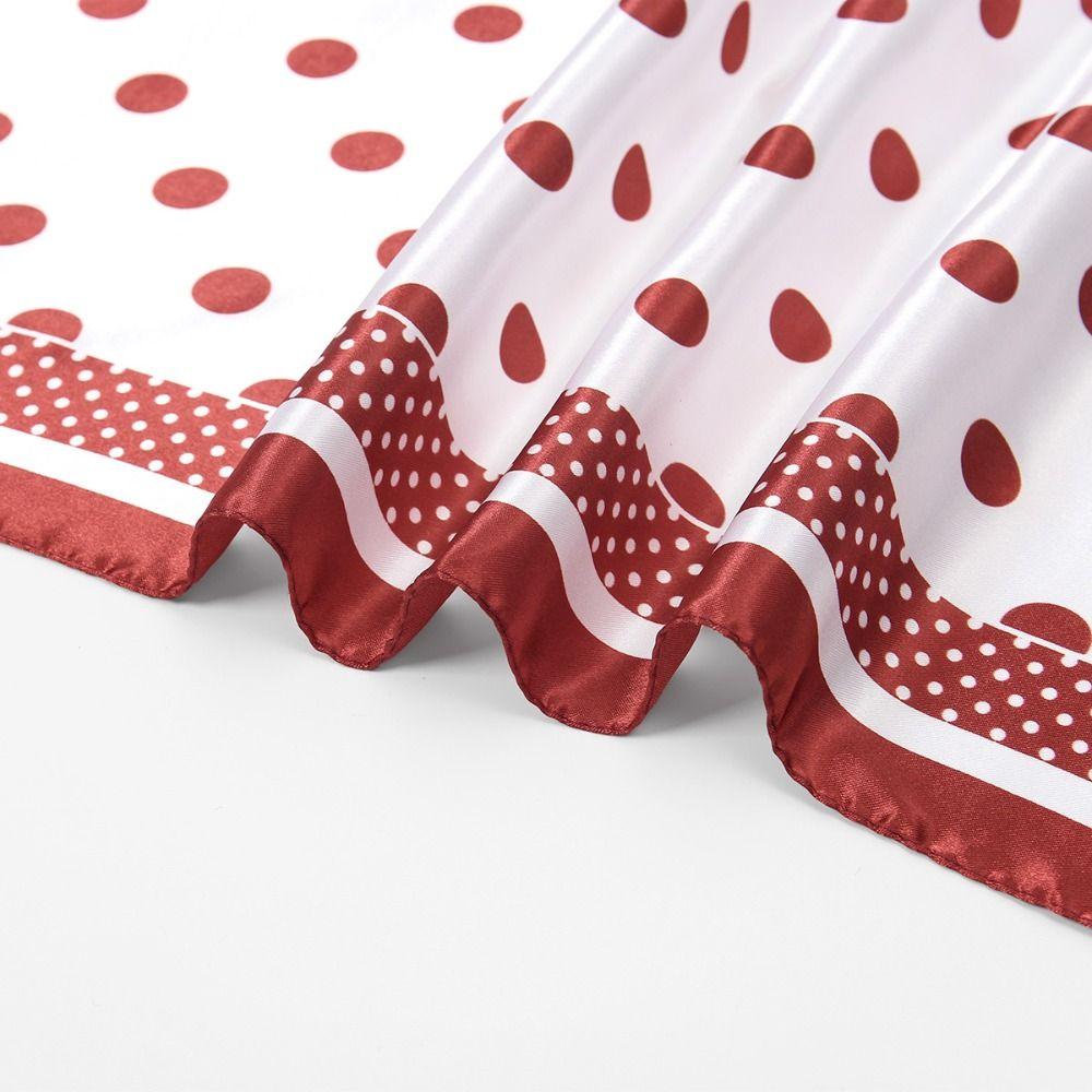 Retro Polka Dot Printed Female Neck Scarf Satin 90cm Square Scarf Neckerchief