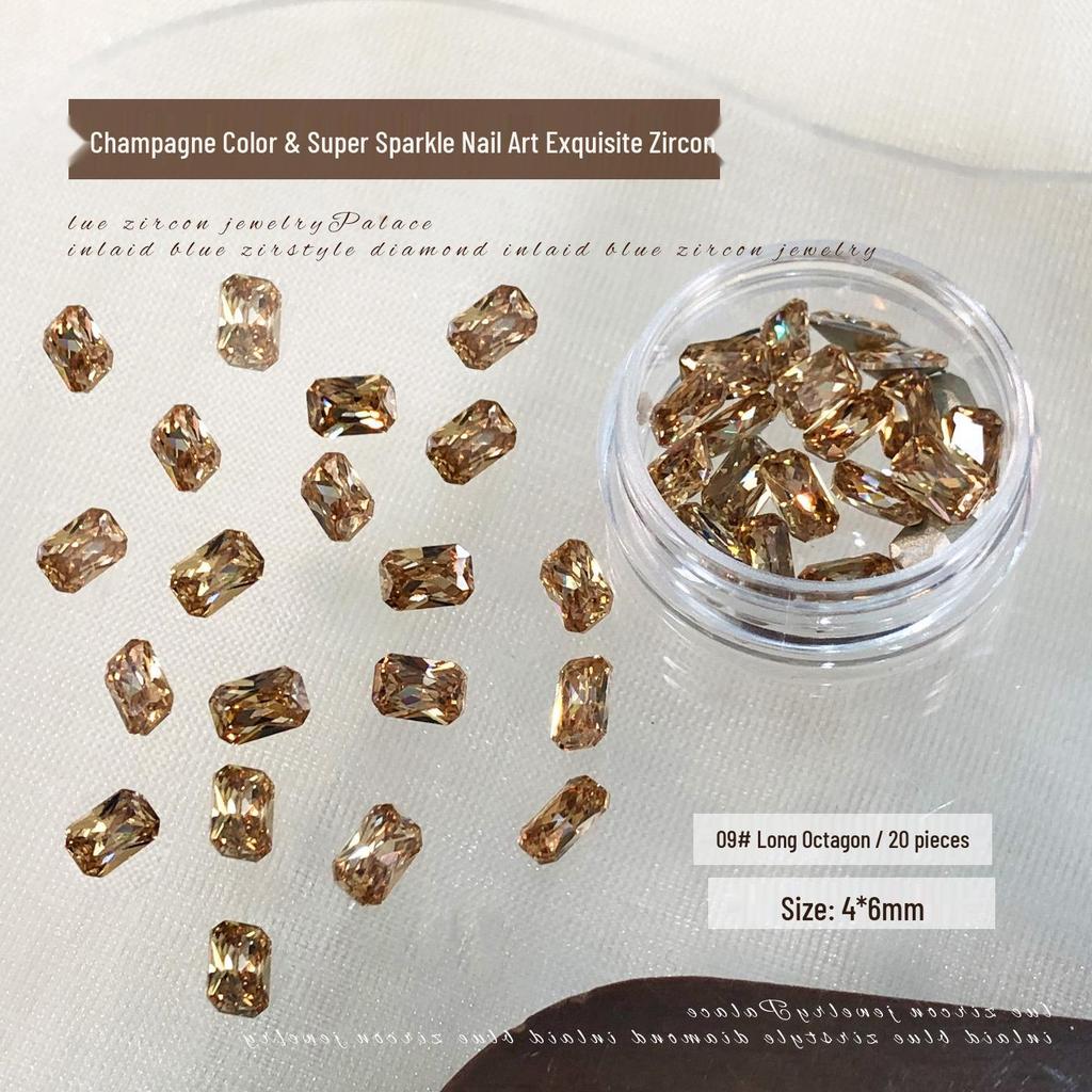 5A Champagne Marquise Zircon Nail Art Decorations - Flashy Nude Diamond Water Drop Shapes