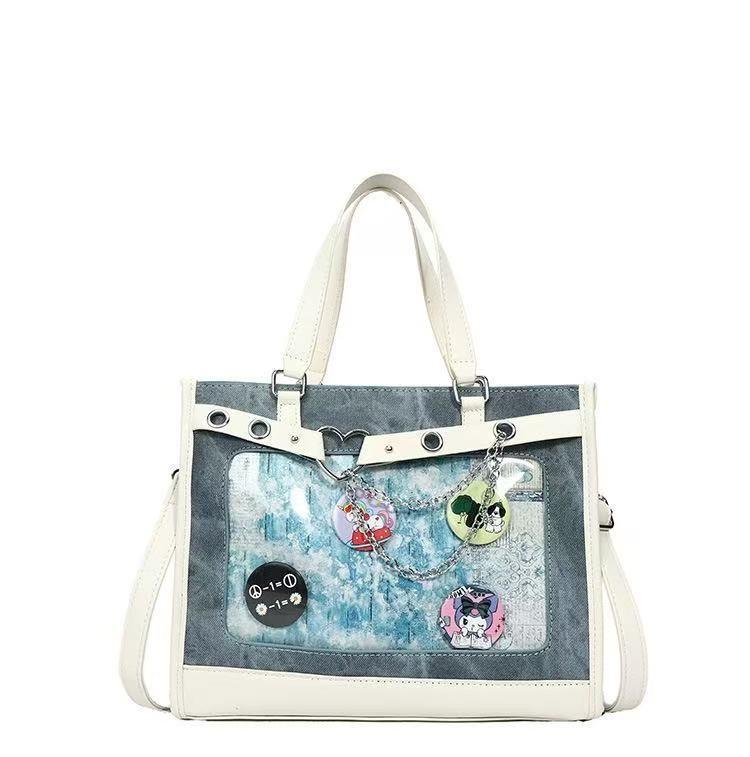 Large Capacity Minimalist Handbag Zipper Pocket Adjustable Straps Teens Travel