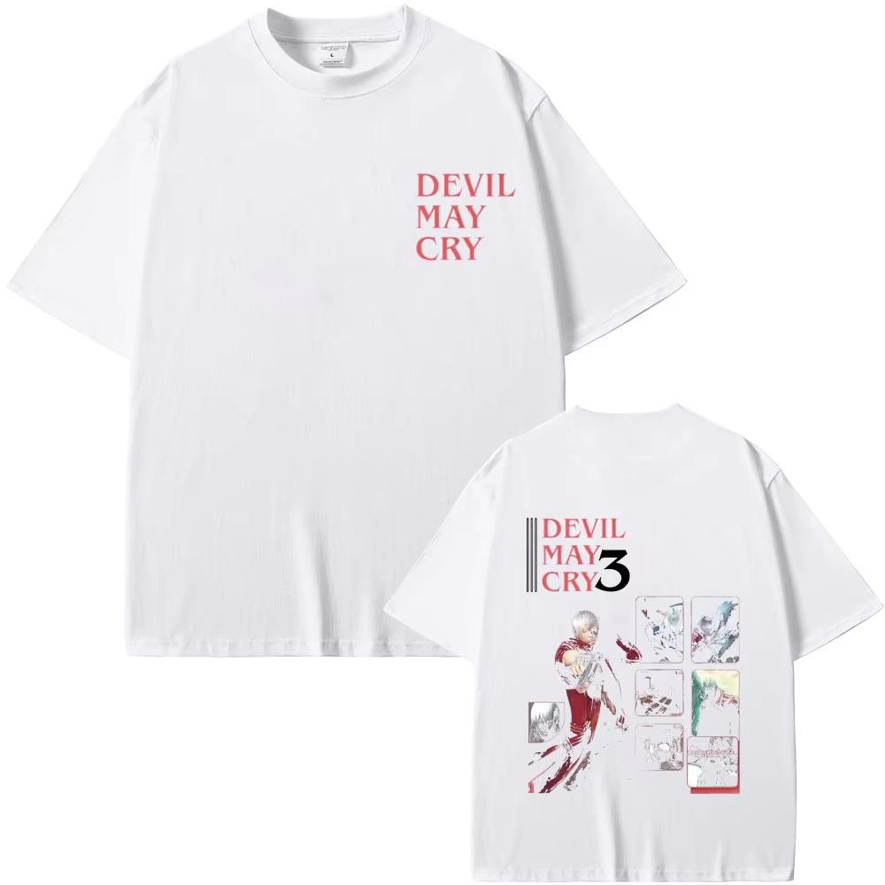 Unisex Dante Short Sleeve T-Shirt from Devil May Cry, Gothic Punk Style, Crew Neck, Loose Fit, Soft Cotton, Casual Comfort Fashion for Men T-shirt