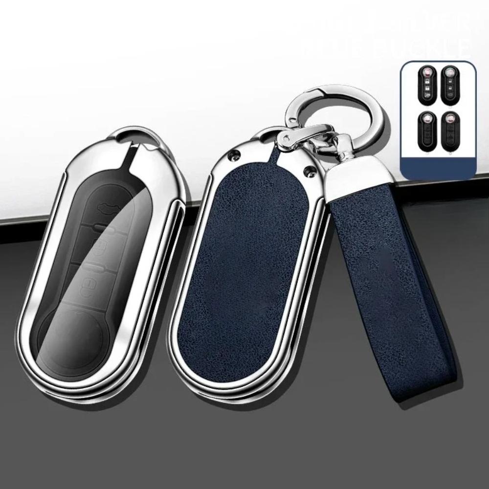 Suitable for Fiat 500 500C 500L 500X Zinc Alloy High-grade Leather Car Key Protective Cover Auto Accessories