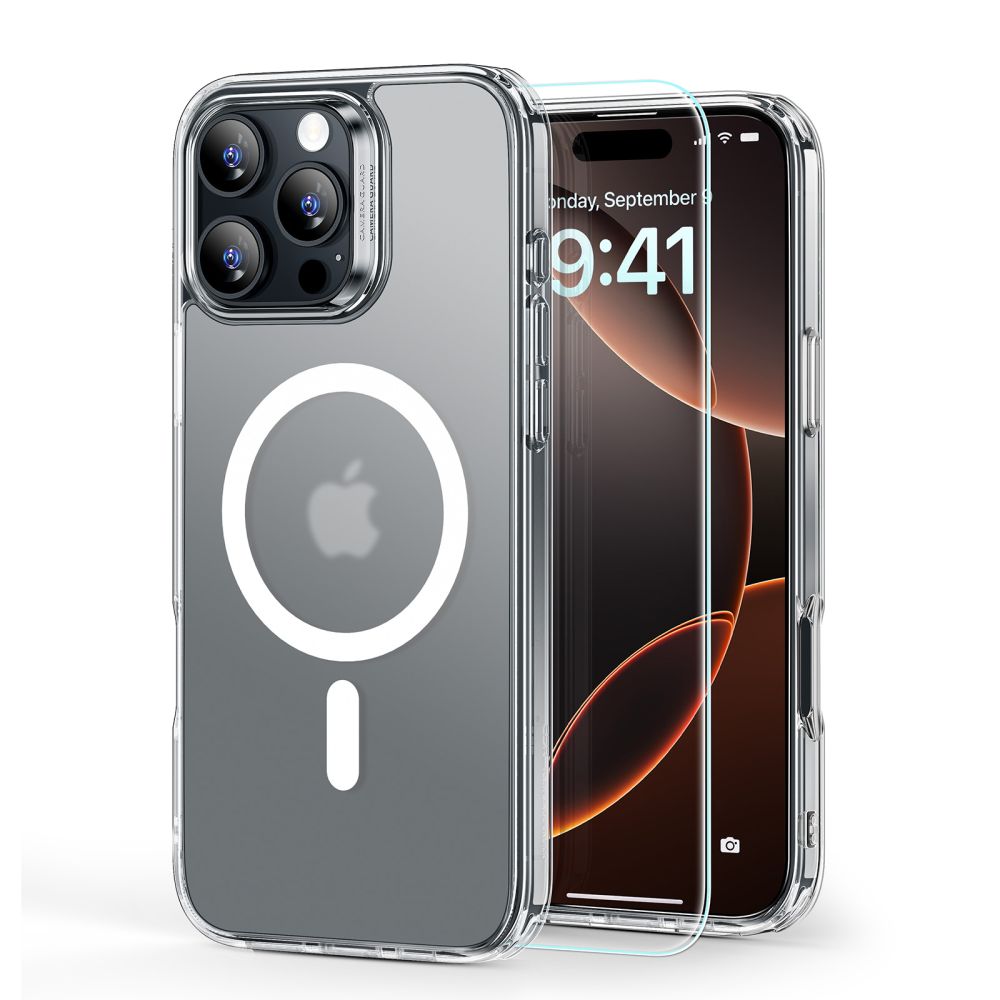 Esr Classic Hybrid Halolock Magsafe & Tempered Glass Iphone 16 Pro Max Frosted Clear