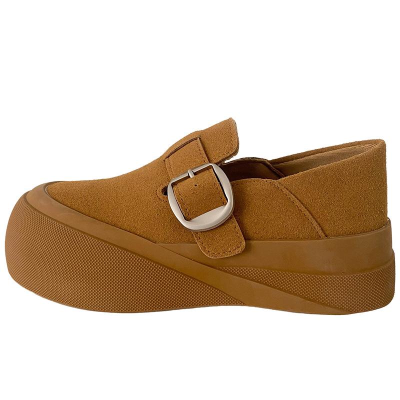 

XY-A323 латексная стелька/платформа Boken обувь женская 2025 новые туфли для доски ретро шик нишевая повседневная увеличение высоты 40 верблюд