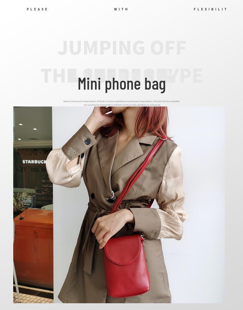 2025 Women's Genuine Leather Crossbody Bag: Mini Cowhide Phone & Coin Purse, Light Luxury Versatile Accessory