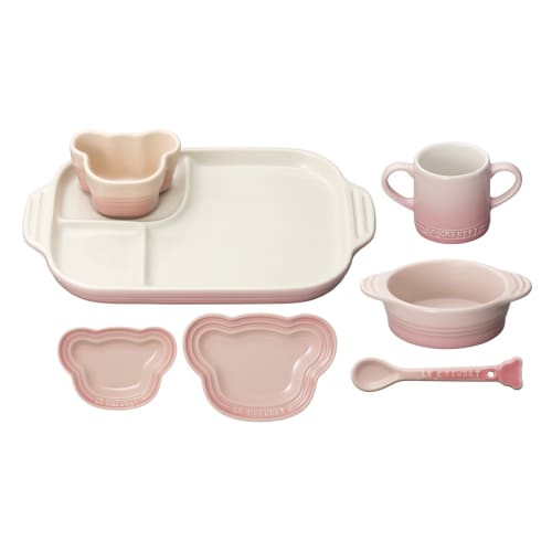 Le Creuset Children's Baby Tableware Set, Milky Pink, Heat and Cold Resistant, Microwave and Oven Safe, Perfect for Baby Showers, First Meal Ceremonie