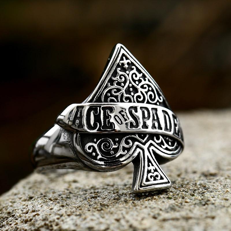 Nowy Kreatywny Design Wysokiej Jakości Pierścionek z Kartą Pikowego Asa Dla Mężczyzn Punk Hip Hop Dropshipping Biżuteria
