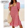 Fashion Summer Spring Short Sleeve U-Neck Casual Dresses