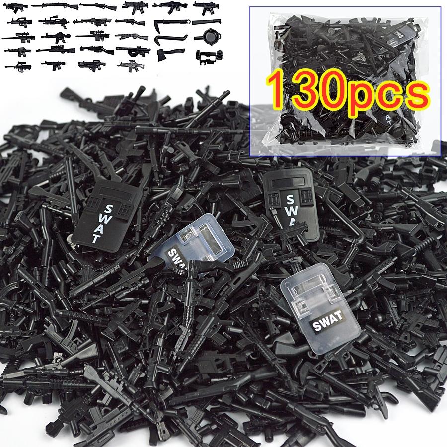 MOC Set WW2 SWAT Military Weapons House Gun Package Accessories Prison Building Blocks Toys Compatible Classic Soldiers Bricks