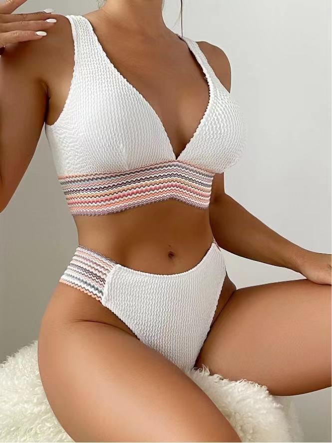 1011 new European and American sexy high-waisted split bikini women's swimsuit