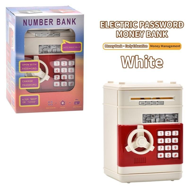 

Creative Large Capacity Automatic Coin Bank In Modern Design For Kids With Fun Colors White