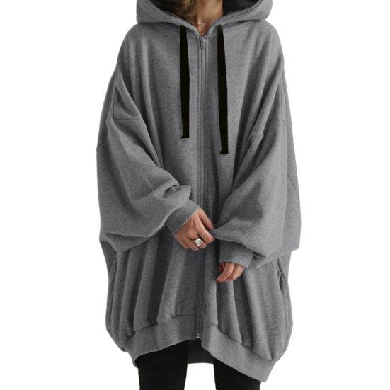Frauen Herbst Mit Kapuze Kordelzug Sweatshirt Mantel Langarm Taschen Zipper Knopfleiste Mid länge Einfarbig Hoodie Outwear