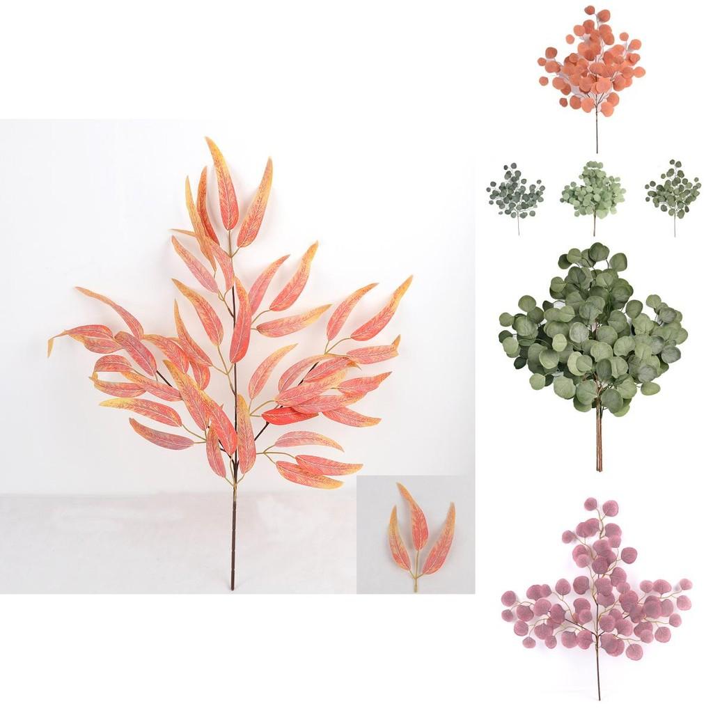 Eucalyptus Branch Artificial Flower Decor With Silk And Plastic Material For Wedding And Outdoor Settings