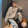 406# Plus Velvet Thickened Autumn/Winter Korean-Style Loose Sweater & Casual Sports Suit for Female Students