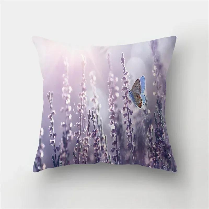 Charm Butterfly Pillowcase Sofa Car Lumbar Pillowcase Home Decoration Flower Landscape Cushion Cover