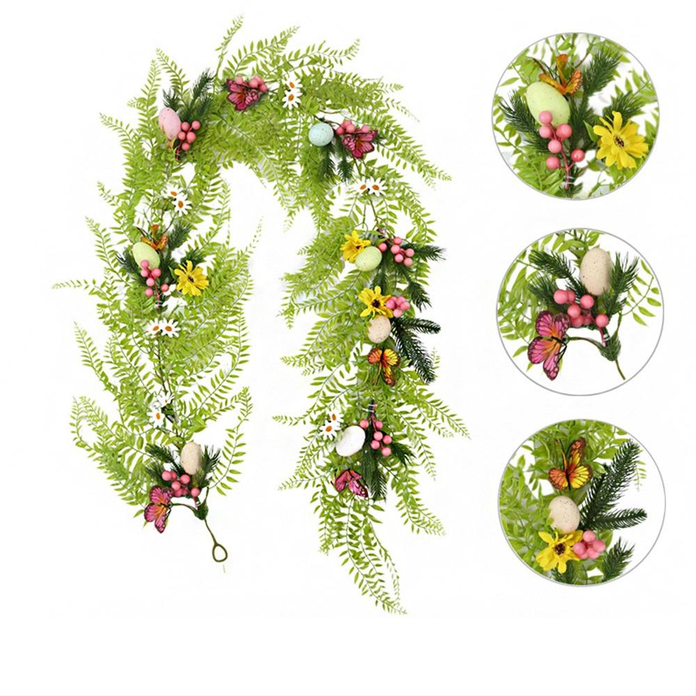 Easter Decor Easter Garland Berries Eggs Artificial Egg Hanging Garlands Vine Arch Decoration Spring Floral Garland