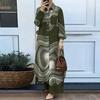 Women Solid Two Piece Outfit Lapel Long Shirt Maxi Blouse Wide Leg Pants Set Elegant Modest Muslim Abaya Suit Spring Daily Wear For Middle East Market