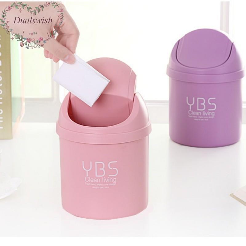 Mini Tischmülleimer aus Kunststoff Haushalt Küche Schreibtisch mit Deckel Mülleimer Wohnzimmer Schreibtisch Sonstige Aufbewahrung Mini Mülleimer