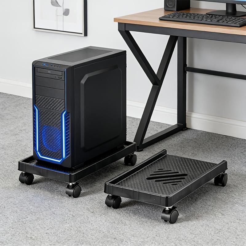 Mobile CPU Stand Heavy Duty Metal Computer Mainframe Holder Rolling Cart Bracket with Wheels Office Desk Storage Rack
